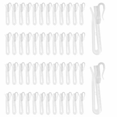 Imagem de Xhziy Ganchos ajustáveis de plástico de 6 cm para cortina, branco, ajustável, ganchos de cortina plissados, clipes de prega para cortinas de banheiro, 50 peças