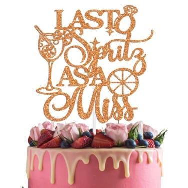 Imagem de Last Spritz As A Miss Cake Topper, Aperol Spritz Bridal Shower Party Decorations, Love At First Spritz Decoration, Orange Bachelorette Party Decorations Orange Glitter