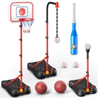 Imagem de Conjunto de cesta de basquete e bola T HopeRock 2 em 1 para crianças d