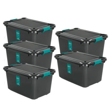 Imagem de Kit 5 Organizadores 27l Plasvale Eco Preto