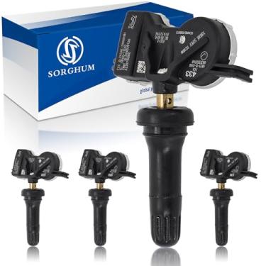 Imagem de Sistema de monitoramento da pressão dos pneus Sorghum - Sensores TPMS pré-programados Sensor de pressão dos pneus 433 MHz Compatível com Jeep Dodge Chrysler Ram Mitsubishi Alfa Romeo 2008-2024 Substitui # 68313387AB 68193586AC 68252493AB - 4 embalagens