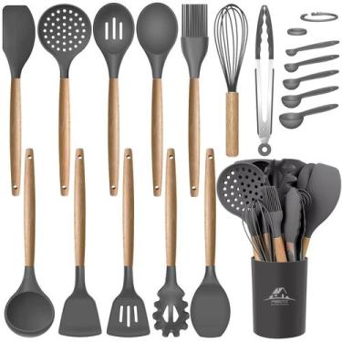 Imagem de Conjunto de utensílios de cozinha MIBOTE 17 peças de silicone com supo
