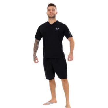 Imagem de Conjunto Pijama Adulto Masculino Curto Liso Verão - Bernanna, Azul, M