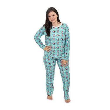 Imagem de Pijama Feminino Longo Divertido Macaquinhos - Alegria de Montar, P