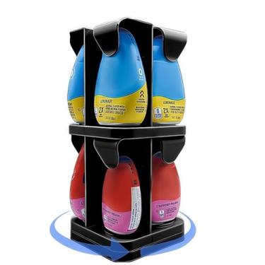 Imagem de Flybok Organizador para potenciador de água líquida Mio/KoolAid – Suporte giratório de 2 camadas para 8 potenciadores de água líquida (serve para 92 g e 47 g), armazenamento de ABS empilhável