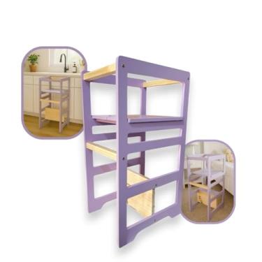 Imagem de Torre De Aprendizagem Montessori 4 Em 1 Laqueada Lavanda Regula Altura