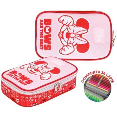 Imagem de Estojo Escolar Minnie Mouse Bolsa Box Elástico 36Pens Disney - Xeryus