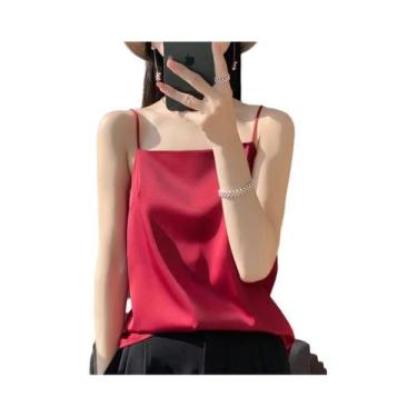Imagem de Colete Feminino de Cetim Sem Mangas - Confortável, Cor Sólida, Ideal p