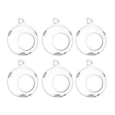 Imagem de Orqihod 6PCS Hanging Glass Planter 4" Round Air Plant Terrarium Globe Kit for Succulent, Candle Tea Light Holder, Glass Outdoor Garden Decor(Not Included The Plants)