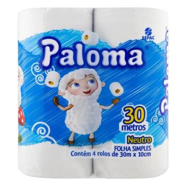 Imagem de Kit c/ 2 Papel higienico Paloma folha simples 30m 4un