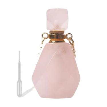 Imagem de KRYOSAUR Colar de frasco de perfume de cristal, pingente de ametista natural banhado a ouro 18K com design à prova de vazamento, corrente de 40 cm, caixa de presente e conta-gotas incluídos