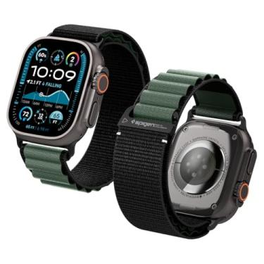 Imagem de Spigen WBF1 para Apple Watch Compatível com Ultra 3/2/1 49mm, Series 11/10 46mm, 9/8/7 45mm, SE3/SE2/SE/6/5/4 44mm, 3/2/1 42mm - Preto Verde