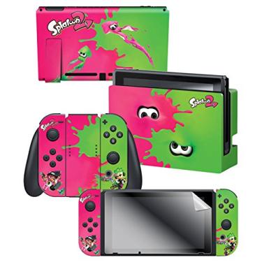 Imagem de Controller Gear Nintendo Switch Skin & Screen Protector Set, Officially Licensed By Nintendo - Splatoon 2 "Pink Vs Green" - Nintendo Switch