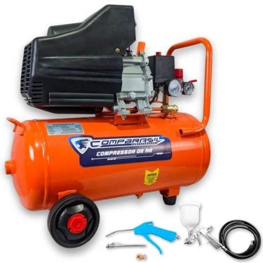 Imagem de Compressor Portátil 2,0HP 25L Lubrificado COMPBRASIL com Kit para Compressor 6 Peças FERRARI
