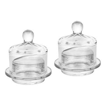 Imagem de Fenteer 2x Manteigueiras de Vidro com Tampa, Compacto, Bandeja de Suporte, Recipiente de Armazenamento para Frutas Pequenas, Geladeira, Mesa de Jantar