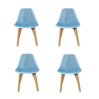Imagem de Cadeira CHARLES EAMES Colmeia Solid Wood 131PPF AZUL KIT 4 UN - LEON I