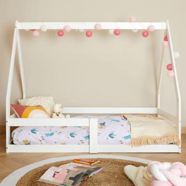Imagem de Mini Cama Infantil Branco Madeira Montessori Casinha com estrado Wilma