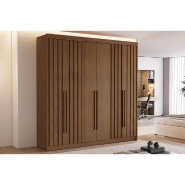 Imagem de Guarda Roupa Casal 6 Portas (4 Ripadas) E 6 Gavetas Portugal Cacau - Conquista
