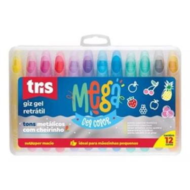 Imagem de Giz Retrátil Mega Gel color pastel Metálico 12 Cores Tris desenho pint