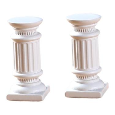 Imagem de IEUDNS 2 peças de suportes para velas de coluna grega, pilares romanos, suporte para fotos, peça central, estátuas de coluna romana, estatuetas para festa, Style a