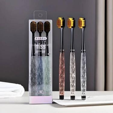 Imagem de Kit com 3 Escovas de Dente Cabo de Cristal Premium para Escovação Suav