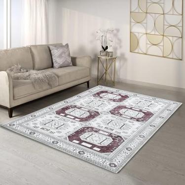 Imagem de Fame Living Tapete Oushak desbotado, vintage turco, floral, pastel, grande, tapetes grandes para sala de estar, sala de jantar, quarto, cozinha, banheiro, berçário (848CrRd, 1,5 x 1,8 m)