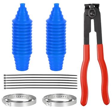 Imagem de Hbxdeco Kit de reparo de bota de eixo CV de 13 peças, 2 peças de bota CV com 4 braçadeiras de aço inoxidável e 6 abraçadeiras e alicates de gaiola esférica, kit de botas de juntas CVs à prova de