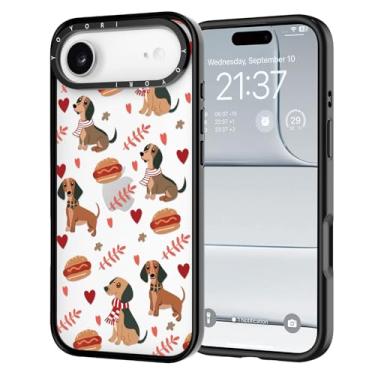 Imagem de YOYORI Capa para iPhone - [Proteção contra quedas de nível militar de 2 metros] [Tecnologia anti-peel] Capa protetora de TPU preta transparente com design fofo (Cão e cachorro-quente, iPhone A)
