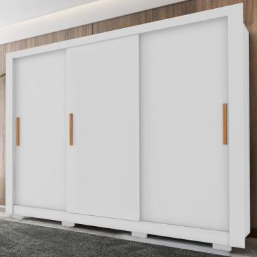 Imagem de Guarda Roupa Casal 3 Portas 2 Gavetas Com 8 Pés Branco Armo - Caemmun