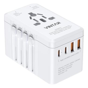 Imagem de Conversor de tensão de viagem de 220 V para 110 V dos EUA para Europa, adaptador de viagem universal internacional VINTAR 2000W com 4 portas USB (2 USB C), combo adaptador conversor de energia