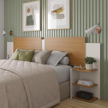 Imagem de Kit Painel de Cama Box Com 2 Mesas de Cabeceira Regulavel Casal, Queen