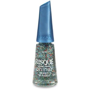 Imagem de Esmalte Risqué Livre para Brilhar Glitter Azul de Paetê na Avenida com