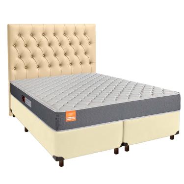 Imagem de Cama + Box Bege e Colchão D23 Queen - Pro Inducol + Cabeceira