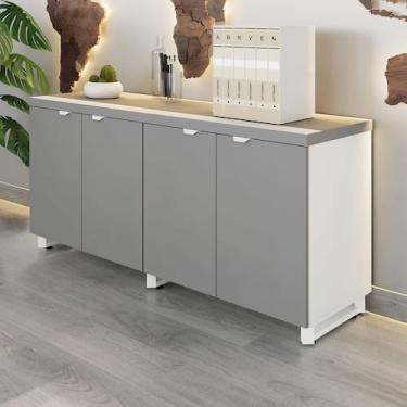 Imagem de Armário Baixo para Escritório 158cm Duplo com 4 Portas Puxadores Metál