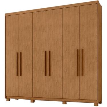 Imagem de Guarda-Roupa Casal Lopas Aries 6 portas 5 Gavetas, AMENDOA CLEAN