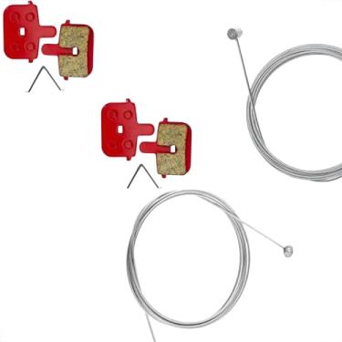 Imagem de Kit Freio Bike Completo Pastilhas + Cabos 19 Fios Compatível Shimano MTB