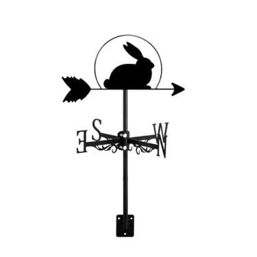 Imagem de Coelho coelho animal metal cata-vento preto aparência ferro forjado indicador de direção do vento montagem no telhado acessórios de decoração para jardim pátio, estilo D