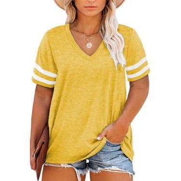 Imagem de Blusa túnica feminina Happy Sailed plus size com decote em V listrada