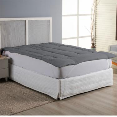 Imagem de Protetor Colchão Pillow Top Casal King Micropercal 400 Fios 100% Poliéster Extra Macio - Cinza