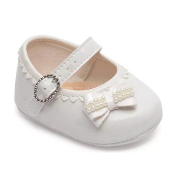 Imagem de Sapatilha Menina Recém-Nascido Pimpolho Laço Branco 110011C