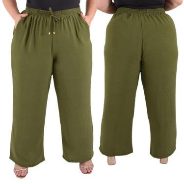 Imagem de Calça Pantalona Plus SIze Feminina Cintura Alta Dunas Tendencia - Lori
