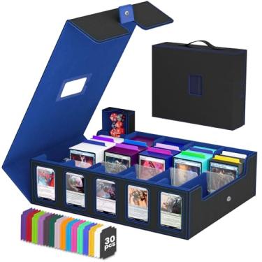 Imagem de Caixa de armazenamento de cartões colecionáveis Gomyrod, caixa de cartão de 5 fileiras com visor Commander e alça portátil, caixa de baralho 4200+ MTG compatível com cartas MTG/TCG/Magic, 30