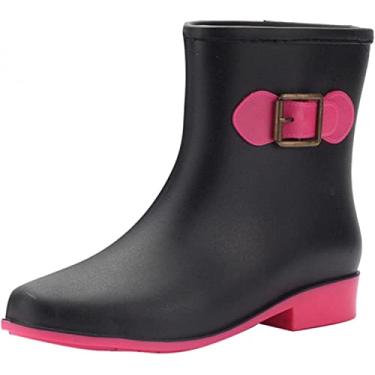 Imagem de Botas de chuva femininas cano médio botas de chuva galochas, Z04 rosa (hot pink), 9