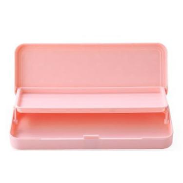 Imagem de Caixa organizadora de lápis de plástico de camada dupla de grande capacidade para escola, escritório, trabalho, cor pura, durável, caixa de lápis para estudantes, profissionais, 22 x 8,2 x 3,3 cm