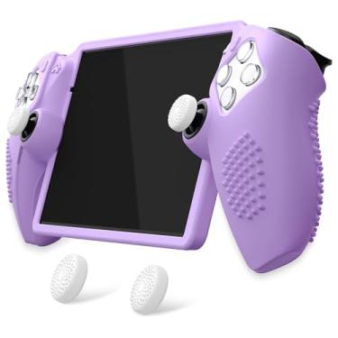 Imagem de PlayVital Design para PS Portal Capa protetora de silicone com alças de polegar – Maior conforto de aderência | Design antiderrapante cravejado 3D | Proteção total roxo malva