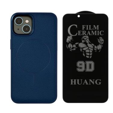 Imagem de Kit Capinha Premium de Couro Anti Impacto Compatível com iPhone 13 + Película Privacidade em Cerâmica Flexível + Película de proteção da Câmera.