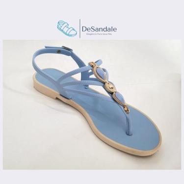 Imagem de Sandália rasteirinha Linda e Leve - Desandale, Azul, 35
