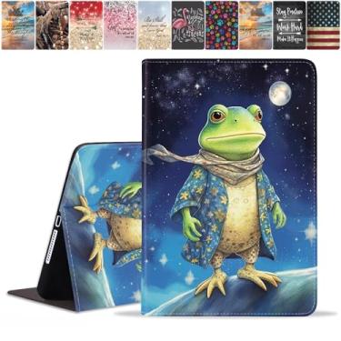 Imagem de FQTBCEARI Capa para tablet Samsung Galaxy Tab A9 Plus 11 polegadas 2023 (SM-X210/X216/X218), capa fina de couro PU, suporte ajustável com capa para despertar/hibernar automaticamente, sapo sob a lua