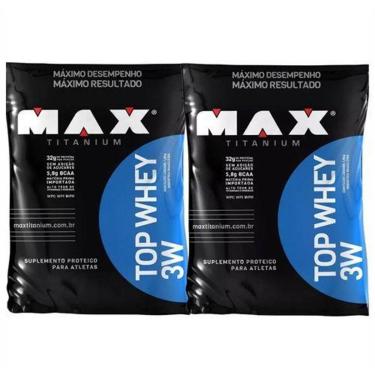 Imagem de Kit 2x Top Whey 3W  1800g Refil Chocolate  Max Titanium-Unissex