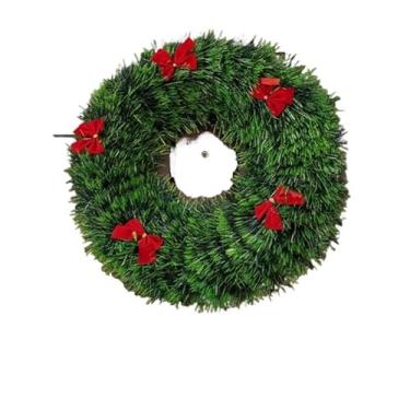 Imagem de Guirlanda De Natal Enfeite Com Laço Vermelho Para Porta Nevada Papai Noel 25cm/30cm/38cm(5 Laços)